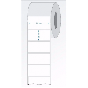 Etiqueta Adesiva Couche 50x25  1 coluna  -  Caixa 10 rolos 1140  unid em cada rolo 